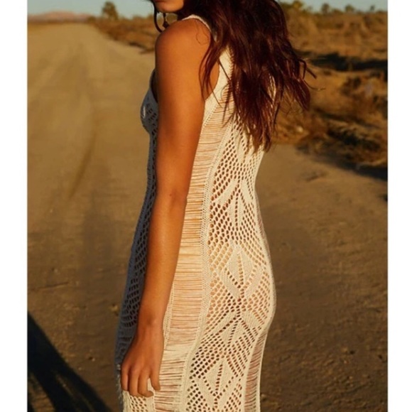 Callie Crochet Fringe Festival Dress Beach Boho - Picture 6 of 6